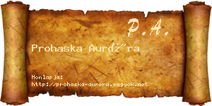 Prohaska Auróra névjegykártya